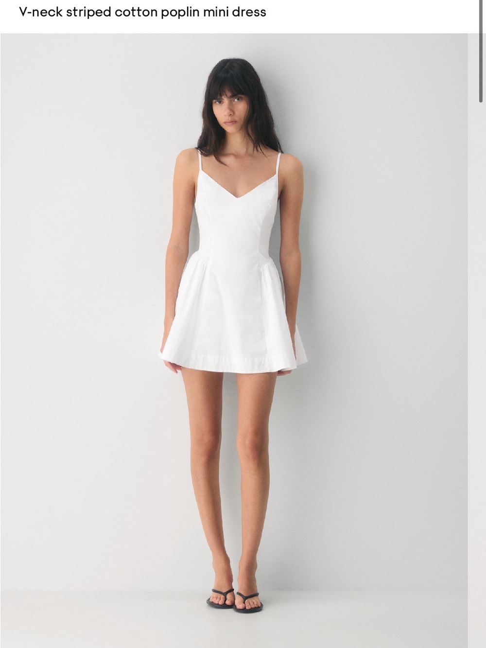 Aritzia White V-Neck Spaghetti Strap Mini Dress